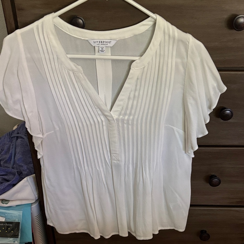 Liverpool Women's Ivory Pleated Blouse